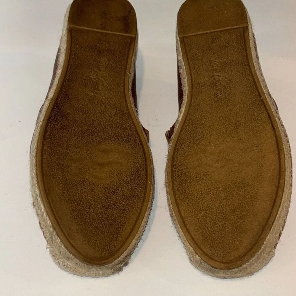 Sam Edelman Khloe Espadrille Leather Flats comfort Sz 6 1/2 tan brown slip on